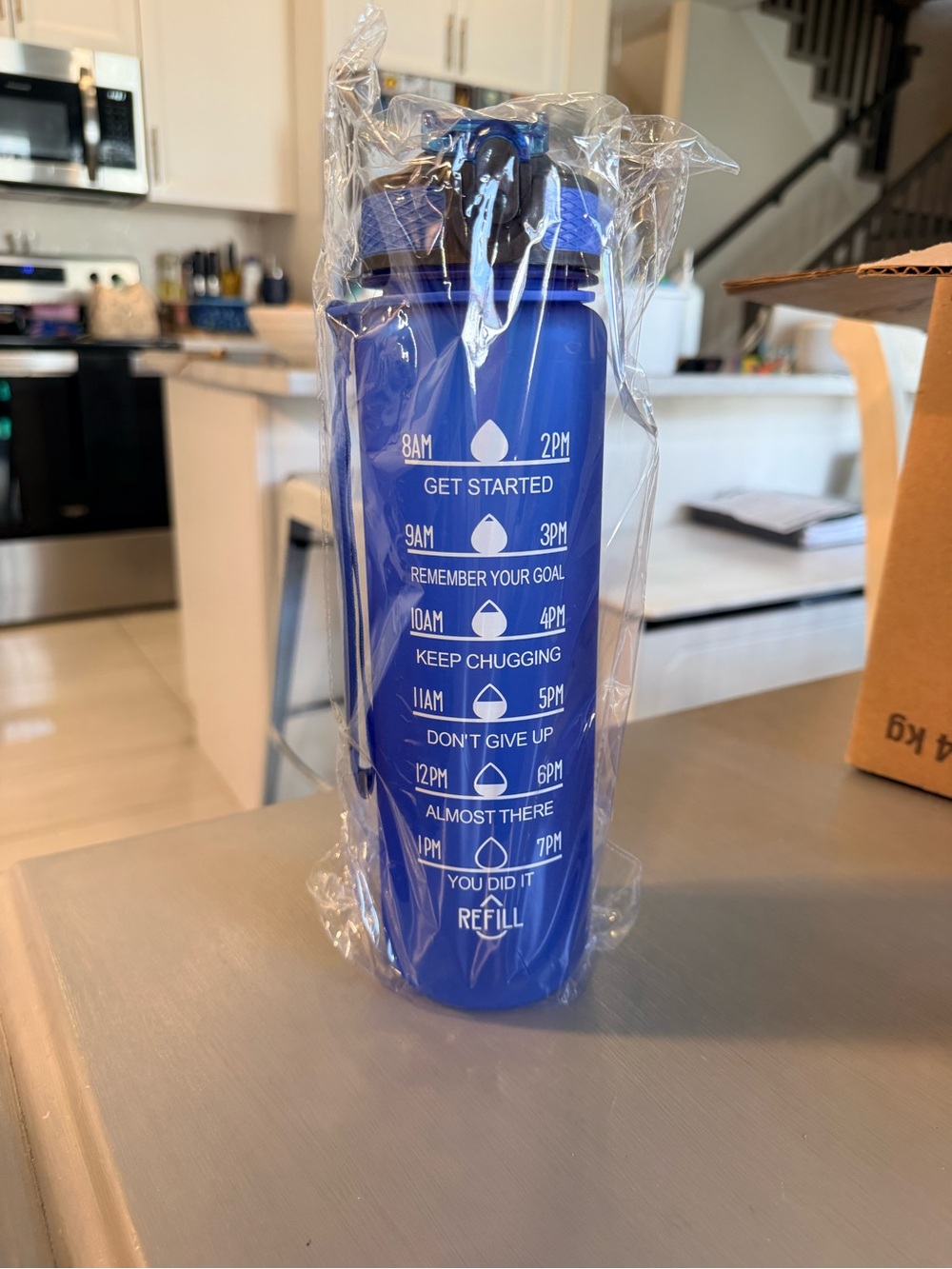 Motivational Water Bottle - Blue
